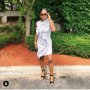 Misguided frill sash gingham shift dress